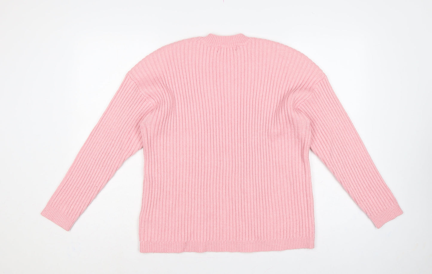 Marks & Spencer Women Pink L Rib Knit Round Neck Jumper