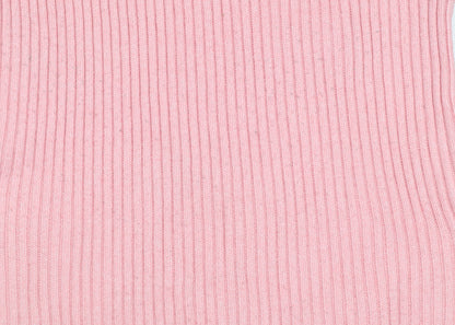 Marks & Spencer Women Pink L Rib Knit Round Neck Jumper