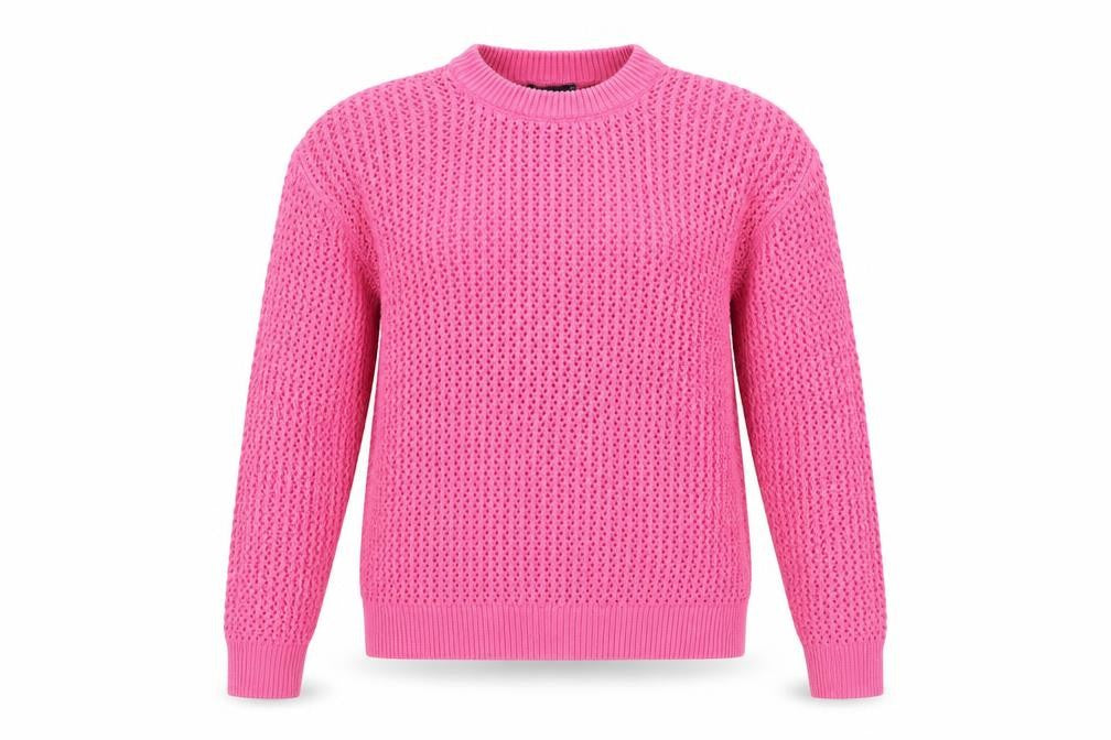 Marks & Spencer Women Pink M Open Knit Cotton Crew Neck Jumper