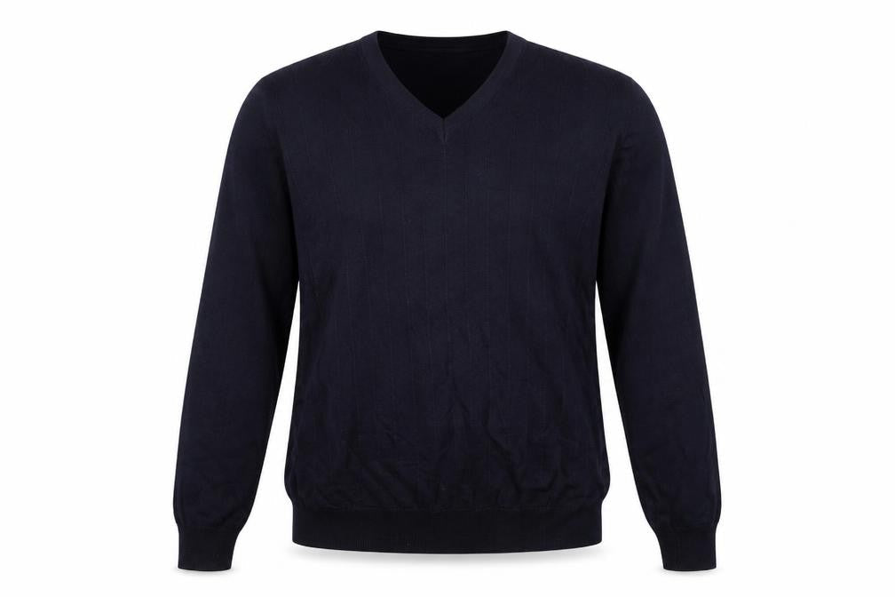 M&S Men’s Black L Merino Wool V-Neck Pullover Jumper Classic Knit