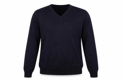 M&S Men’s Black L Merino Wool V-Neck Pullover Jumper Classic Knit