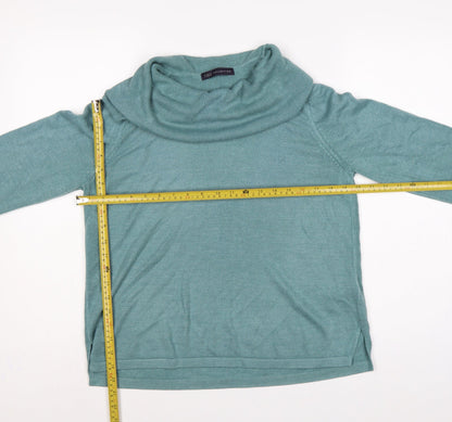 Marks & Spencer Women Green UK 14 Cowl Neck Raglan Knit Jumper