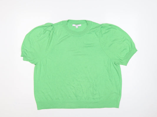 Next Women Green XL Puff Sleeve Round Neck Knit Jumper