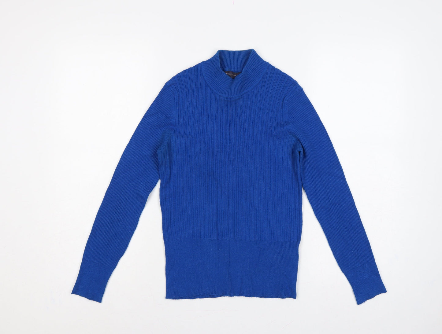 Marks and Spencer Women's Blue UK 8 Ribbed Roll Neck Jumper