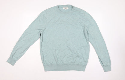 Marks and Spencer Men Green L Pure Cotton Crew Neck Pullover Jumper