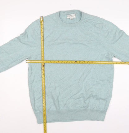 Marks and Spencer Men Green L Pure Cotton Crew Neck Pullover Jumper