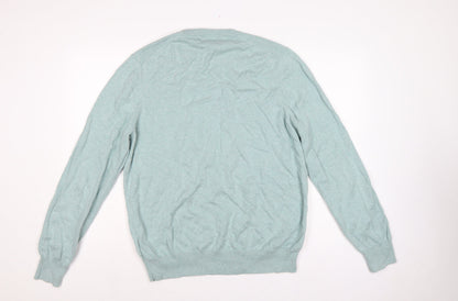 Marks and Spencer Men Green L Pure Cotton Crew Neck Pullover Jumper