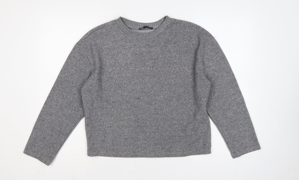 Zara Women’s Grey Size S Crew Neck Knit Relaxed Pullover Jumper