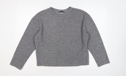 Zara Women’s Grey Size S Crew Neck Knit Relaxed Pullover Jumper