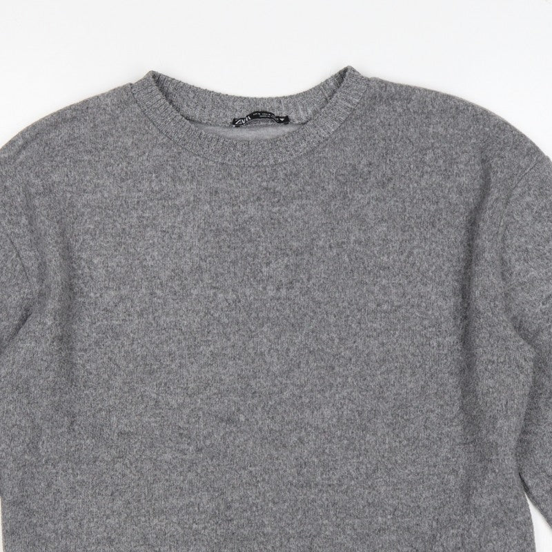 Zara Women’s Grey Size S Crew Neck Knit Relaxed Pullover Jumper