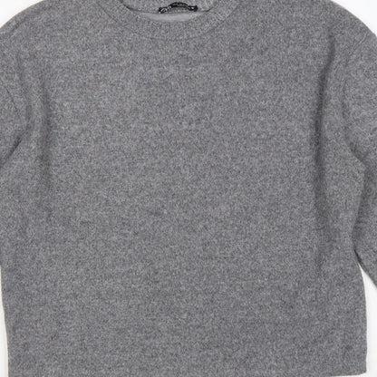 Zara Women’s Grey Size S Crew Neck Knit Relaxed Pullover Jumper