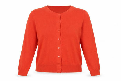 Marks and Spencer Women Orange Size 12 Cotton Button Cardigan