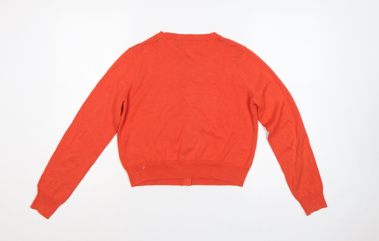 Marks and Spencer Women Orange Size 12 Cotton Button Cardigan
