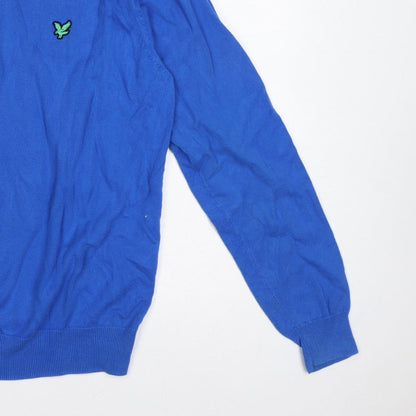 Lyle & Scott Men’s Blue M V-Neck Logo Knit Pullover Jumper