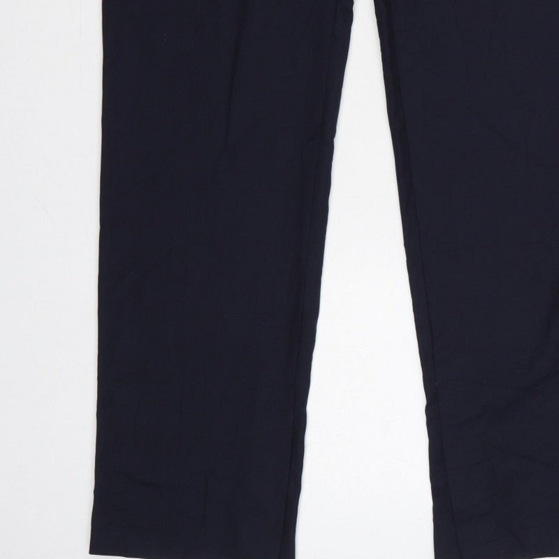 Zara Women’s Blue M Straight Leg Smart Trousers Pockets