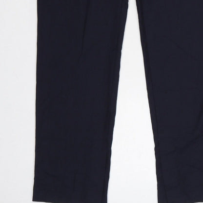 Zara Women’s Blue M Straight Leg Smart Trousers Pockets