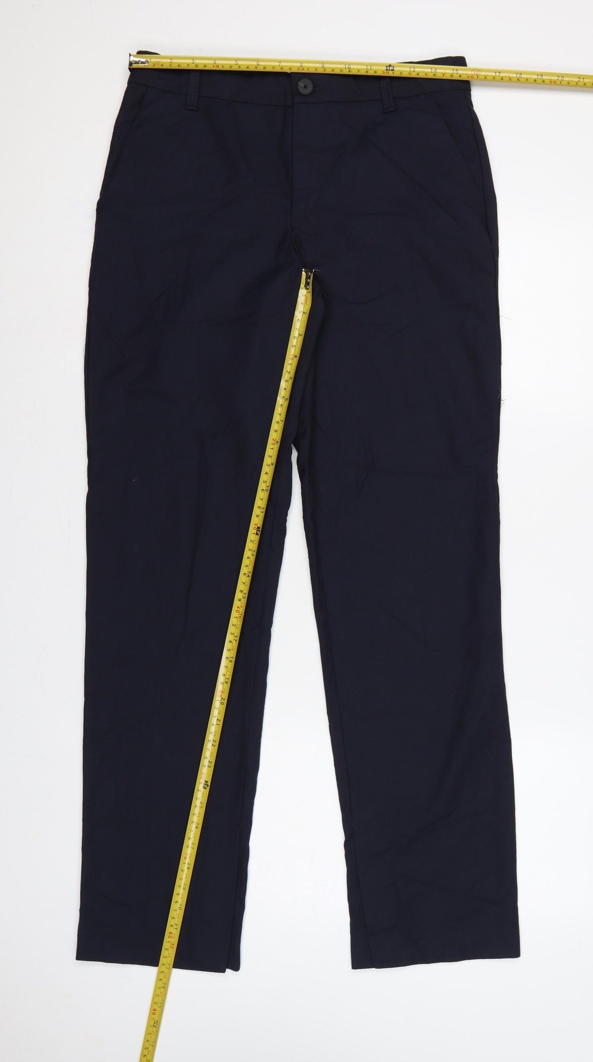 Zara Women’s Blue M Straight Leg Smart Trousers Pockets