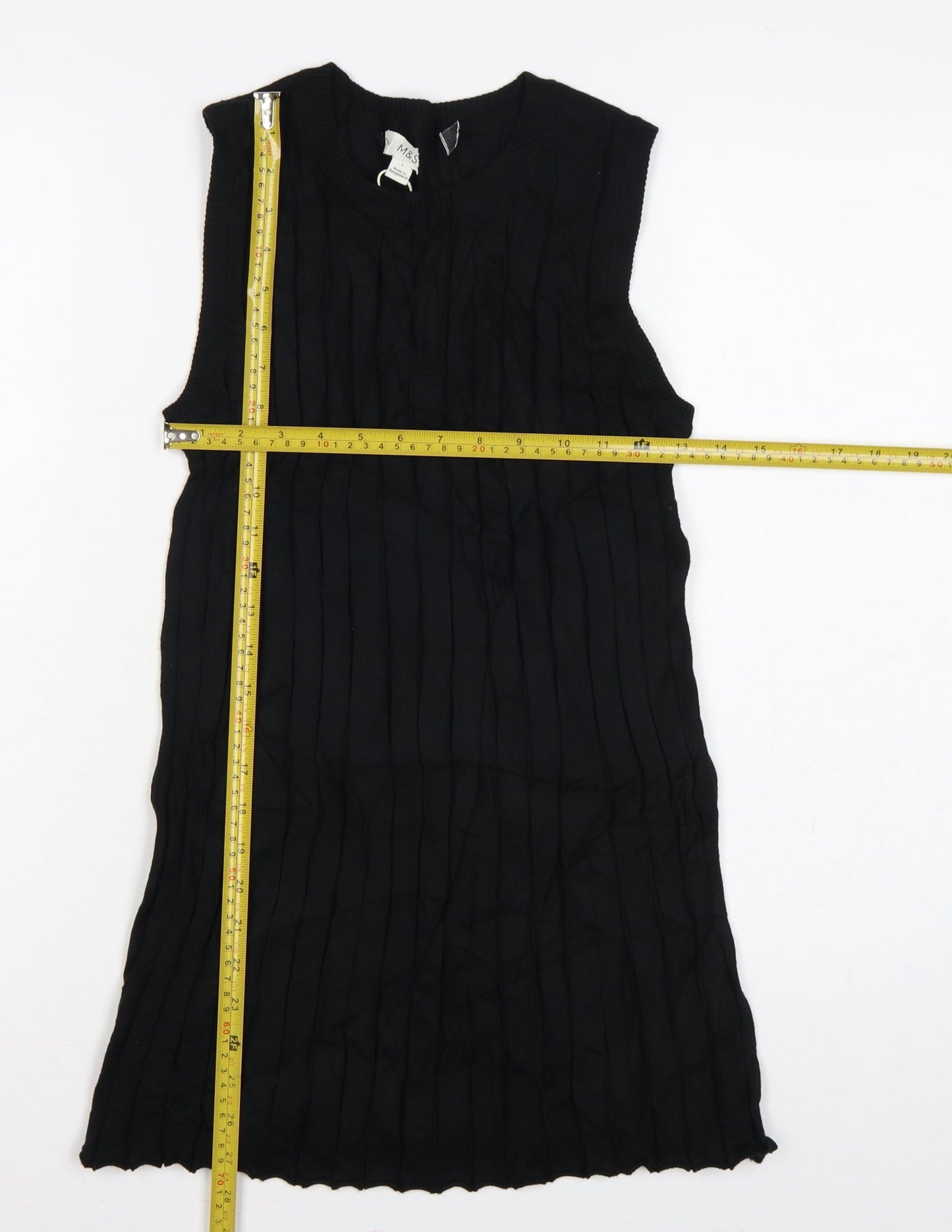 Marks and Spencer Women Black S Tunic Rib Knit Tank Top