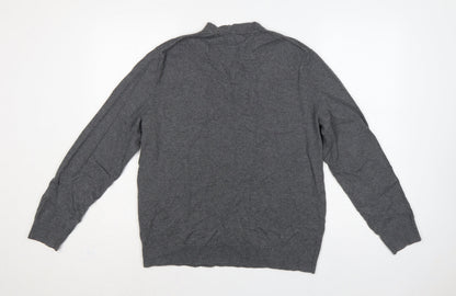 Banana Republic Men’s Grey L V-Neck Cotton Cashmere Pullover Jumper