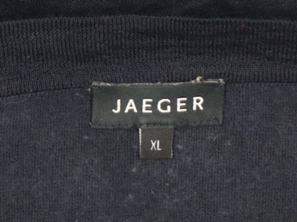 Jaeger Women’s Black XL Wool Batwing Pullover Gold Button Jumper