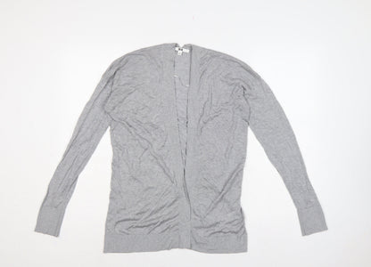 Uniqlo Women Grey S Open V-Neck Lyocell Silk Knit Cardigan