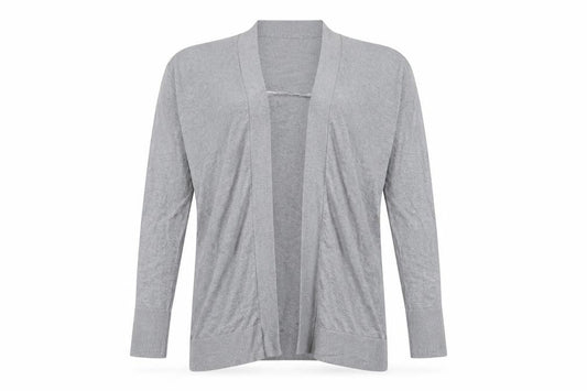 Uniqlo Women Grey S Open V-Neck Lyocell Silk Knit Cardigan