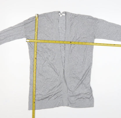 Uniqlo Women Grey S Open V-Neck Lyocell Silk Knit Cardigan