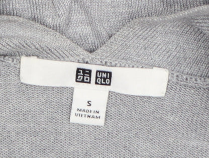 Uniqlo Women Grey S Open V-Neck Lyocell Silk Knit Cardigan