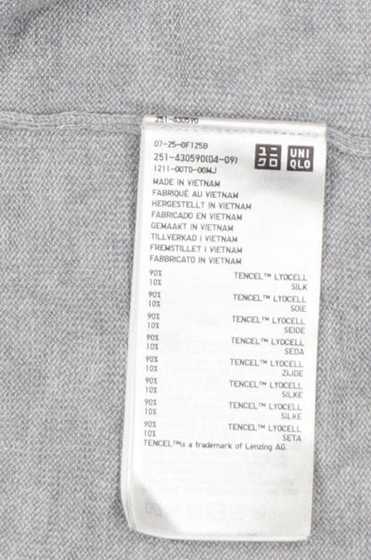 Uniqlo Women Grey S Open V-Neck Lyocell Silk Knit Cardigan