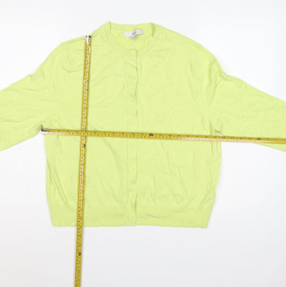 M&S Women Yellow Size 16 Lightweight Button Front Knit Cardigan