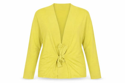 Wallis Women Yellow UK 16 Tie Belt Open Knit Wrap Cardigan Long Sleeve