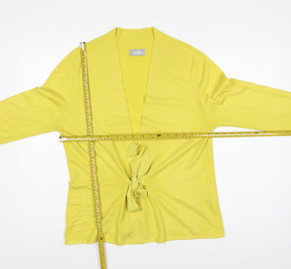 Wallis Women Yellow UK 16 Tie Belt Open Knit Wrap Cardigan Long Sleeve