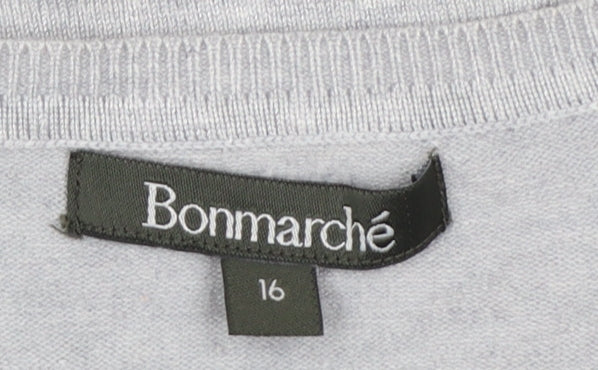 Bonmarché Women Grey Size 16 Sequin Polka Dot Knit Jumper