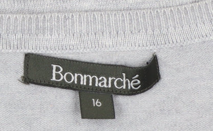 Bonmarché Women Grey Size 16 Sequin Polka Dot Knit Jumper
