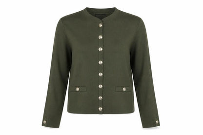 River Island Women Green UK 12 Military Button High Neck Cardigan
