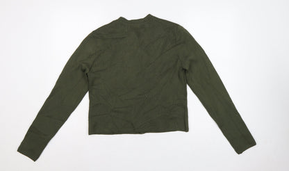 River Island Women Green UK 12 Military Button High Neck Cardigan