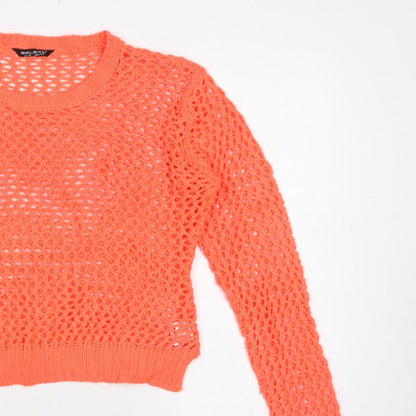 Select Women’s Orange UK 14 Open-Knit Long Sleeve Pullover Jumper