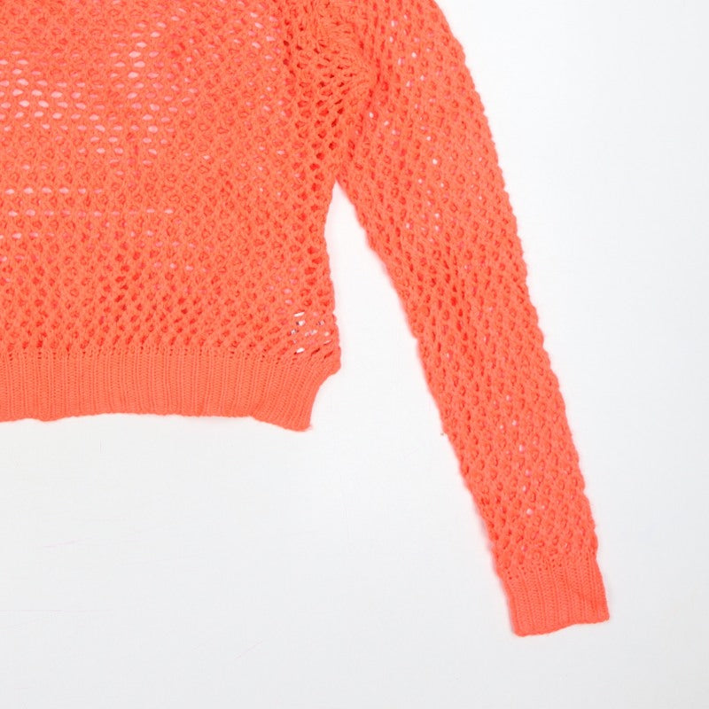 Select Women’s Orange UK 14 Open-Knit Long Sleeve Pullover Jumper