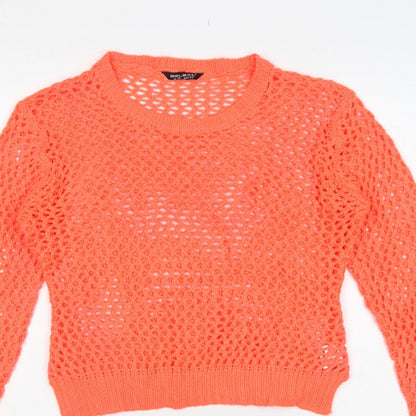 Select Women’s Orange UK 14 Open-Knit Long Sleeve Pullover Jumper