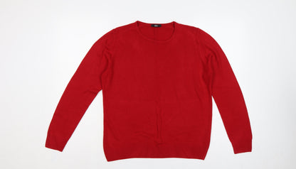 Marks and Spencer Women Red Size 14 Scoop Neck Knit Pullover Jumper