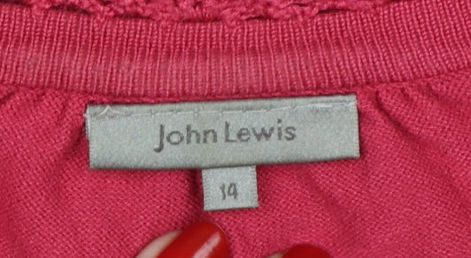 John Lewis Women Pink Size 14 Short Sleeve V-Neck Knit Cardigan