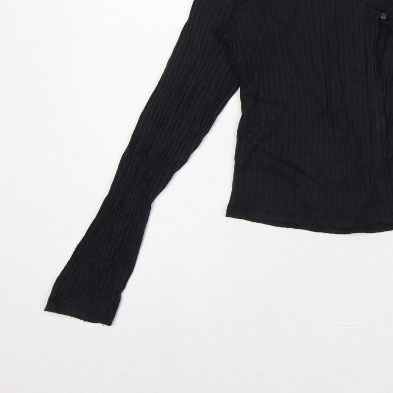 Hollister Women’s Black M Ribbed V-Neck Button Cardigan Slim Knit