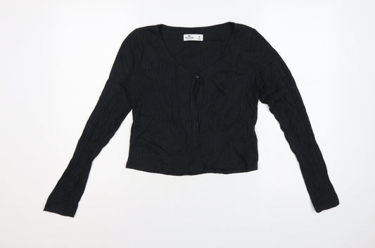 Hollister Women’s Black M Ribbed V-Neck Button Cardigan Slim Knit