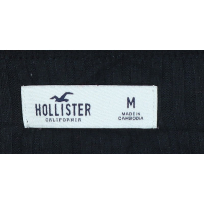Hollister Women’s Black M Ribbed V-Neck Button Cardigan Slim Knit