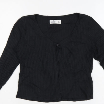 Hollister Women’s Black M Ribbed V-Neck Button Cardigan Slim Knit