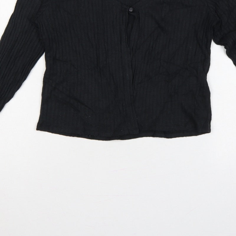 Hollister Women’s Black M Ribbed V-Neck Button Cardigan Slim Knit