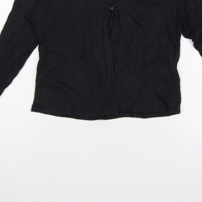 Hollister Women’s Black M Ribbed V-Neck Button Cardigan Slim Knit