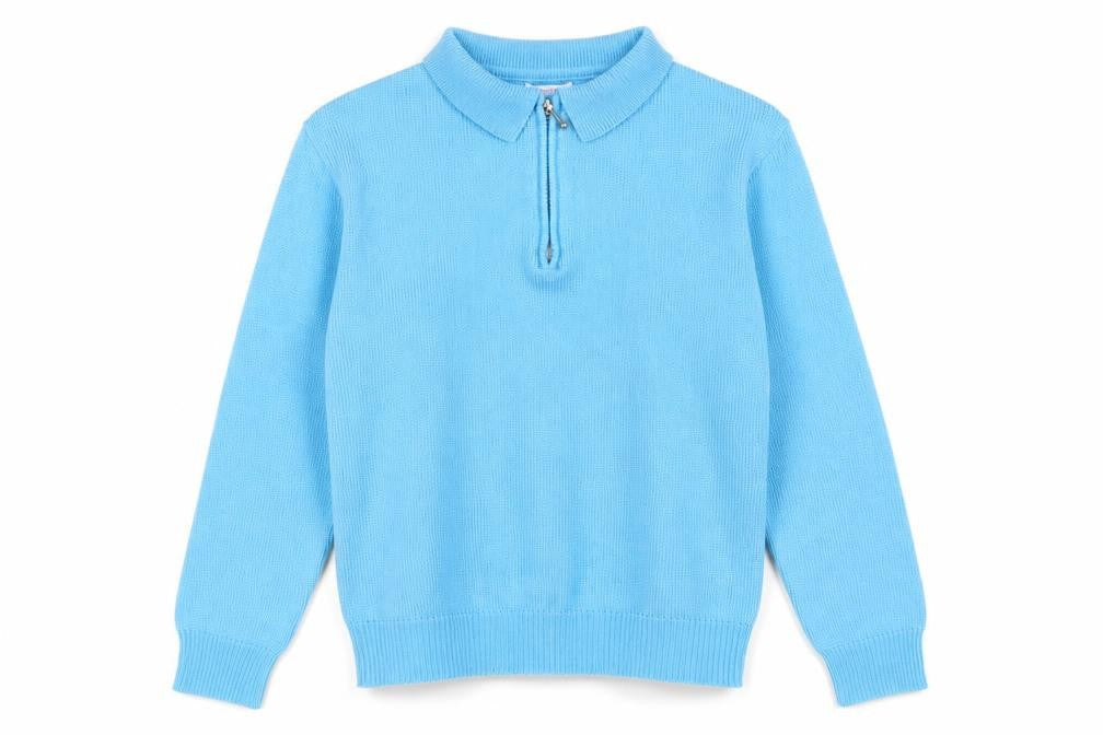 Damart Women Blue UK 12 Collared 1/4 Zip Acrylic Knit Jumper