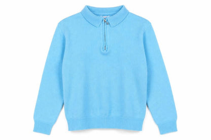 Damart Women Blue UK 12 Collared 1/4 Zip Acrylic Knit Jumper