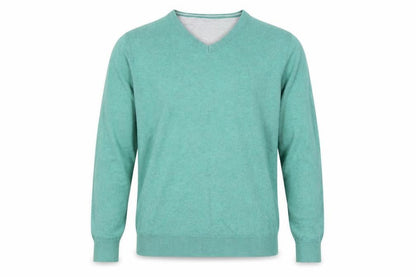 Tom Tailor Men’s Green M V-Neck Cotton Knit Pullover Jumper
